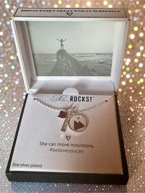 She Rocks Silver Plated 'Move Mountains' Pendant Necklace - Silver
